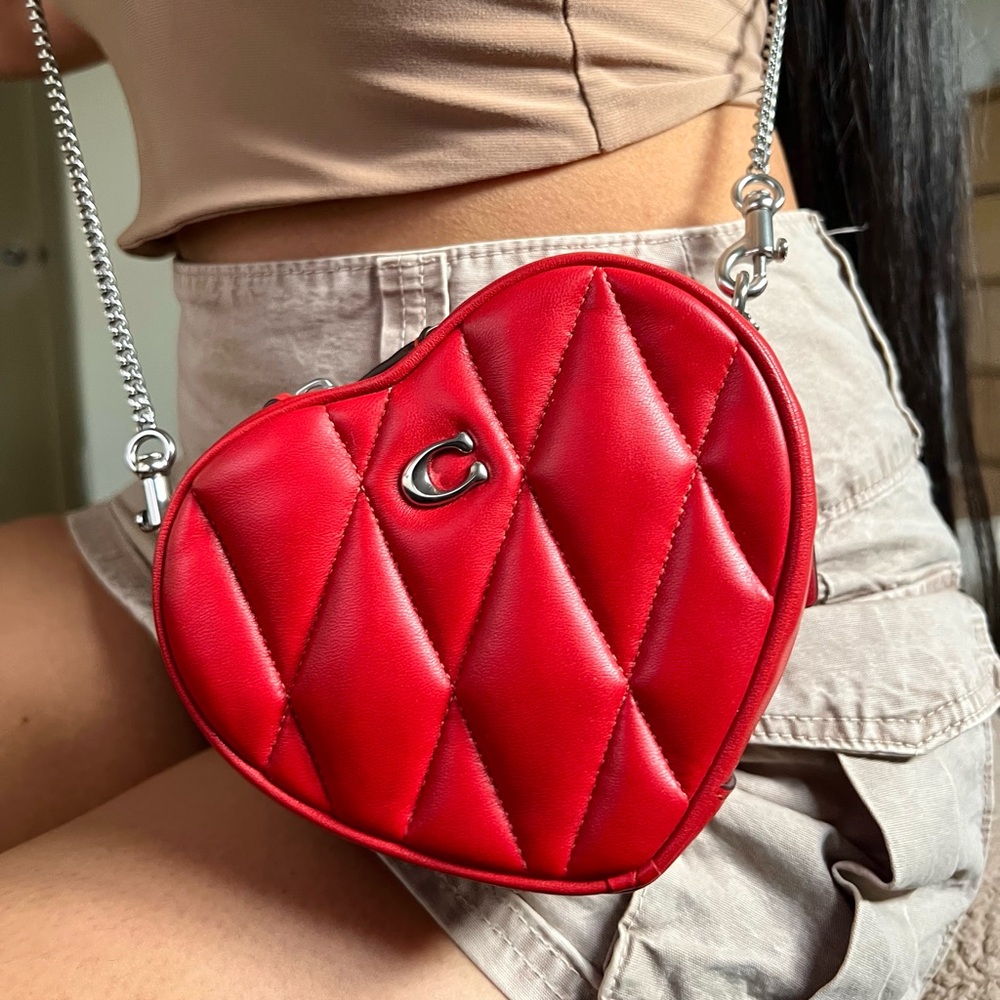 Coach Quilted Heart Mini Bag in Red